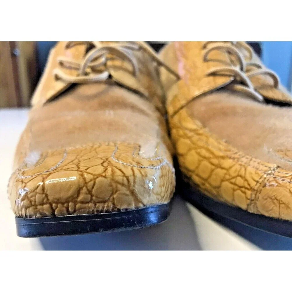 Hugo Vitelli Men's Dress Shoes Faux Fur Snakeskin Size 10.5 Tan